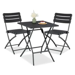 B2X Balkongmöbler>3-delad balkongmöbelset i trälook