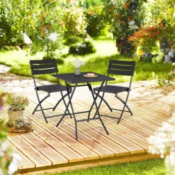 B2X Balkongmöbler>3-delad balkongmöbelset i trälook