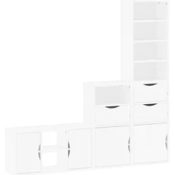 vidaXL Tv-Bänkar>4-delars TV-möbel med förvaring "ODDA" vit massiv trä furu