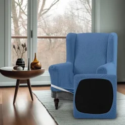 Fåtöljer>(Denim Blå) Vingstolsöverdrag, halkfri fåtöljöverdrag Jacquard Spandex-tyg med elastisk botten