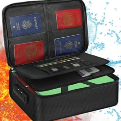 Kontorsmöbler>Dokumentförvaringslåda, med lås, brandsäker väska med stor kapacitet för juridiska filer, pass, certifikat, kort, album och värdesaker