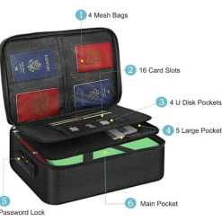 Kontorsmöbler>Dokumentförvaringslåda, med lås, brandsäker väska med stor kapacitet för juridiska filer, pass, certifikat, kort, album och värdesaker