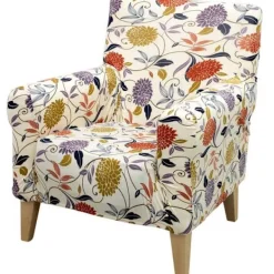 QELUS Stolar>Elastisk fåtöljöverdrag, blommig lutande fåtöljskydd för sovrum, vardagsrum, bar - Kräm