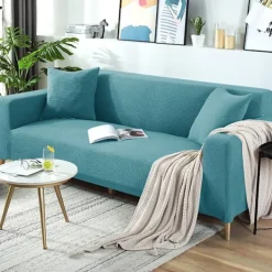 Soffor>Elastiskt Komplett Paket 160 Majs Fleece Sofföverdrag Skydd Blå Sten Three people 190-230cm