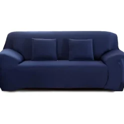 Soffor>Elastiskt sofföverdrag 2-sits sofföverdrag soffskydd möbelskydd med armstöd, marinblå