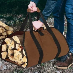 Kistor & Koffertar>Eldstad Vedkasse i Canvas, Vattentät Vedbärväska med Stor Kapacitet och Halkfria Stadiga Handtag för Vedspisar, Camping