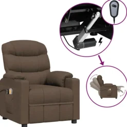 vidaXL Fåtöljer>Elektrisk massagefåtölj brun tyg