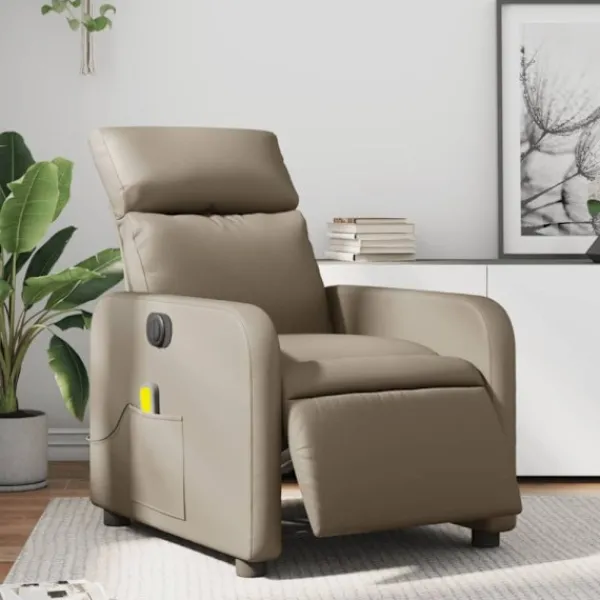 vidaXL Fåtöljer>Elektrisk massagefåtölj cappuccino konstläder