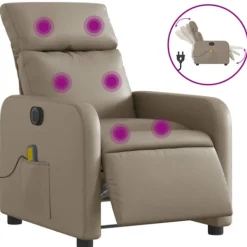 vidaXL Fåtöljer>Elektrisk massagefåtölj cappuccino konstläder