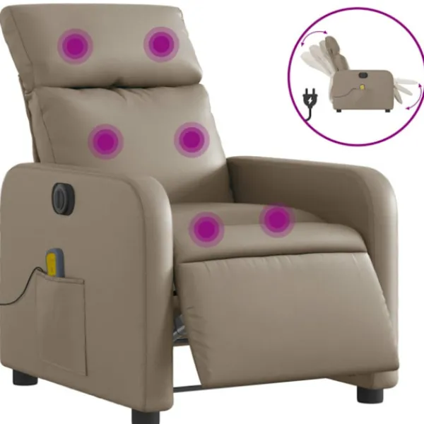 vidaXL Fåtöljer>Elektrisk massagefåtölj cappuccino konstläder