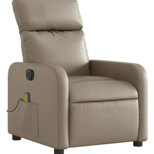 vidaXL Fåtöljer>Elektrisk massagefåtölj cappuccino konstläder