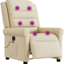 vidaXL Fåtöljer>Elektrisk massagefåtölj gräddvit tyg