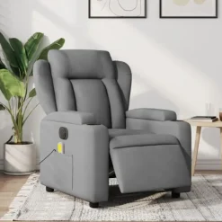 vidaXL Fåtöljer>Elektrisk massagefåtölj ljusgrå tyg