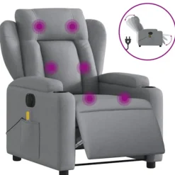 vidaXL Fåtöljer>Elektrisk massagefåtölj ljusgrå tyg