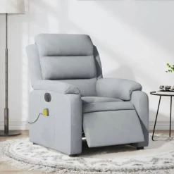 vidaXL Fåtöljer>Elektrisk massagefåtölj ljusgrå tyg