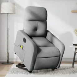 vidaXL Fåtöljer>Elektrisk massagefåtölj med uppresningshjälp ljusgrå tyg