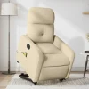 vidaXL Fåtöljer>Elektrisk massagefåtölj med uppresningshjälp gräddvit tyg