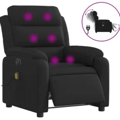 vidaXL Fåtöljer>Elektrisk massagefåtölj med uppresningshjälp svart tyg