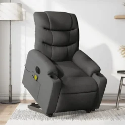 vidaXL Fåtöljer>Elektrisk massagefåtölj med uppresningshjälp mörkgrå tyg