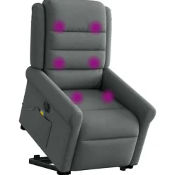 vidaXL Fåtöljer>Elektrisk massagefåtölj med uppresningshjälp mörkgrå tyg