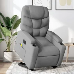 vidaXL Fåtöljer>Elektrisk massagefåtölj med uppresningshjälp ljusgrå tyg