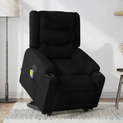 vidaXL Fåtöljer>Elektrisk massagefåtölj med uppresningshjälp svart tyg