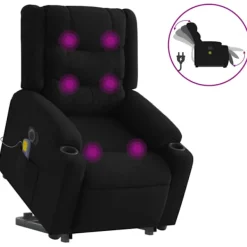 vidaXL Fåtöljer>Elektrisk massagefåtölj med uppresningshjälp svart tyg