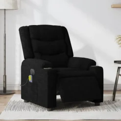 vidaXL Fåtöljer>Elektrisk massagefåtölj med uppresningshjälp svart tyg