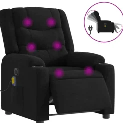 vidaXL Fåtöljer>Elektrisk massagefåtölj med uppresningshjälp svart tyg