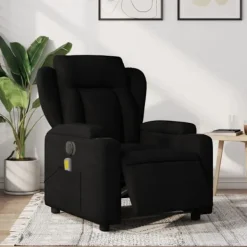 vidaXL Fåtöljer>Elektrisk massagefåtölj med uppresningshjälp svart tyg