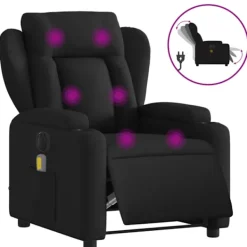 vidaXL Fåtöljer>Elektrisk massagefåtölj med uppresningshjälp svart tyg