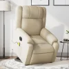 vidaXL Fåtöljer>Elektrisk massagefåtölj med uppresningshjälp gräddvit tyg