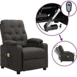 vidaXL Fåtöljer>Elektrisk massagefåtölj mörkgrå tyg
