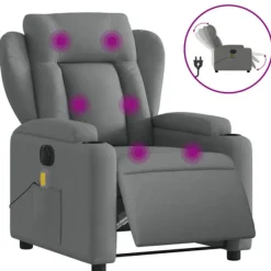 vidaXL Fåtöljer>Elektrisk massagefåtölj mörkgrå tyg