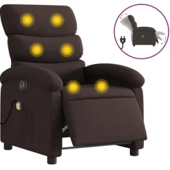 vidaXL Fåtöljer>Elektrisk massagefåtölj mörkbrun tyg