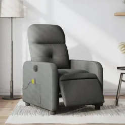 vidaXL Fåtöljer>Elektrisk massagefåtölj mörkgrå tyg