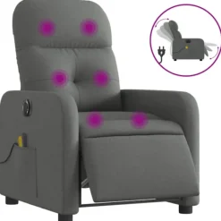 vidaXL Fåtöljer>Elektrisk massagefåtölj mörkgrå tyg