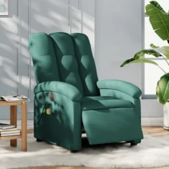vidaXL Fåtöljer>Elektrisk massagefåtölj mörkgrön tyg