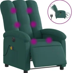vidaXL Fåtöljer>Elektrisk massagefåtölj mörkgrön tyg