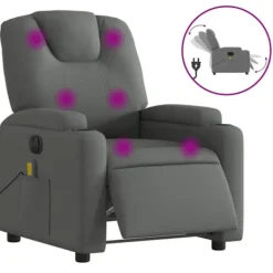 vidaXL Fåtöljer>Elektrisk massagefåtölj mörkgrå tyg