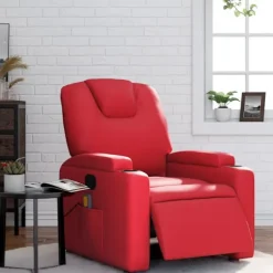 vidaXL Fåtöljer>Elektrisk massagefåtölj röd konstläder