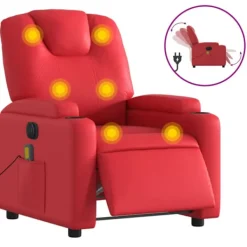 vidaXL Fåtöljer>Elektrisk massagefåtölj röd konstläder