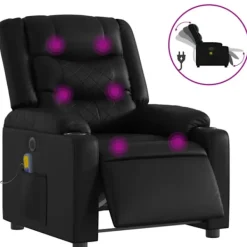 vidaXL Fåtöljer>Elektrisk massagefåtölj svart konstläder