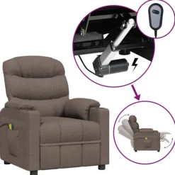 vidaXL Fåtöljer>Elektrisk massagefåtölj taupe tyg