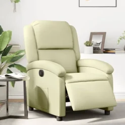 vidaXL Fåtöljer>Elektrisk reclinerfåtölj gräddvit äkta läder