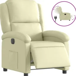 vidaXL Fåtöljer>Elektrisk reclinerfåtölj gräddvit äkta läder