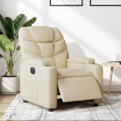 vidaXL Fåtöljer>Elektrisk reclinerfåtölj gräddvit tyg