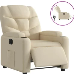vidaXL Fåtöljer>Elektrisk reclinerfåtölj gräddvit tyg