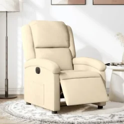 vidaXL Fåtöljer>Elektrisk reclinerfåtölj gräddvit tyg