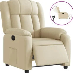 vidaXL Fåtöljer>Elektrisk reclinerfåtölj gräddvit tyg